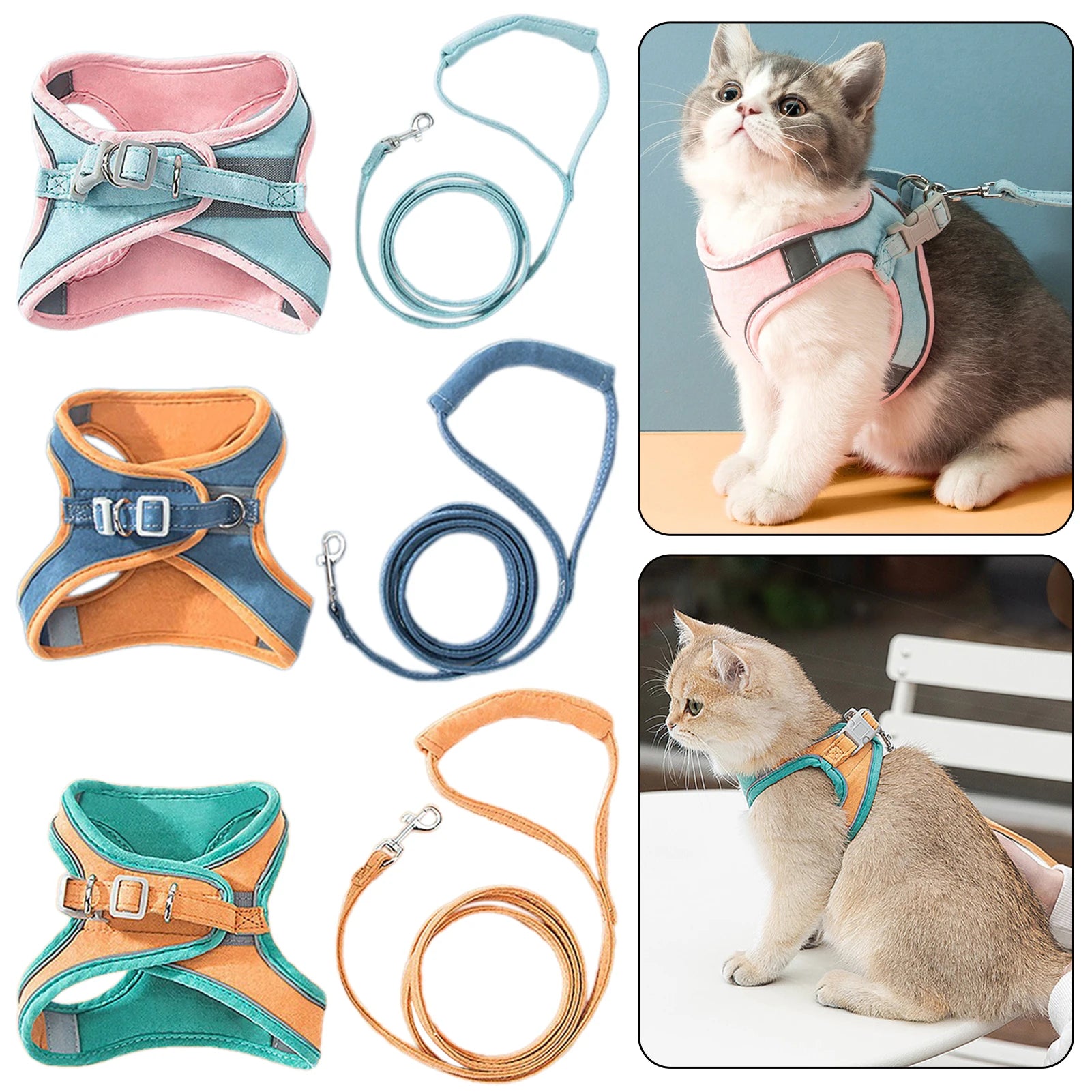 Cat & Dog Harness with Leash — Reflective Anti-Escape Vest